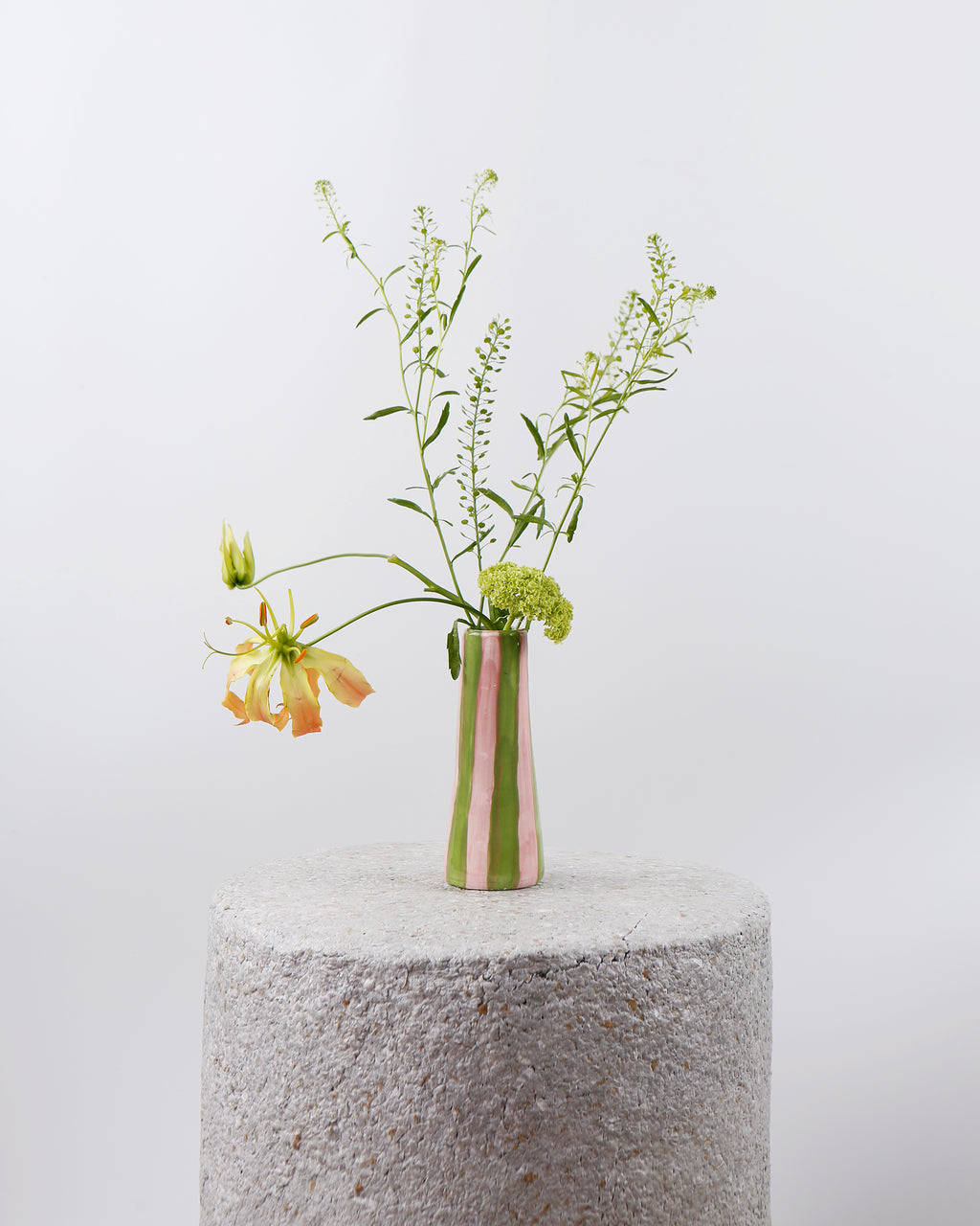 LIME ON PINK STRIPES VASE