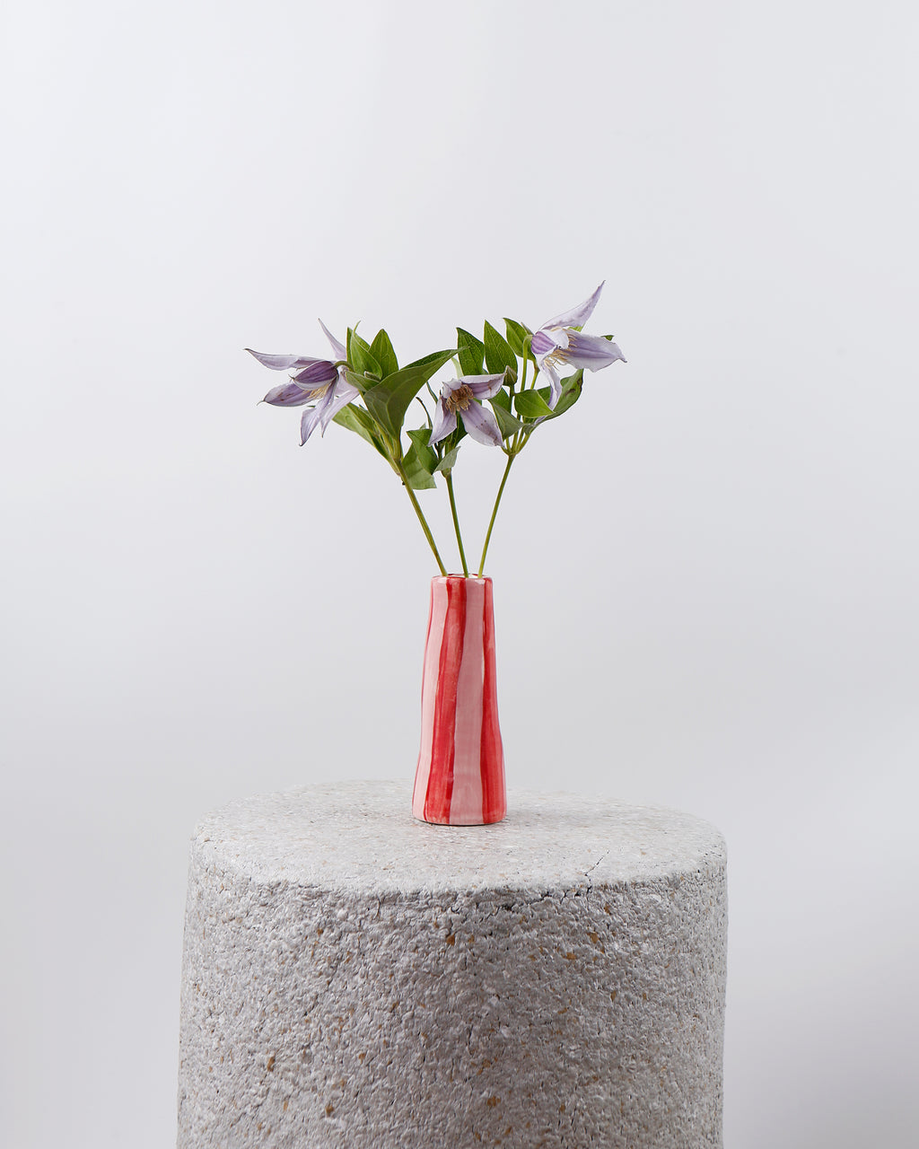 RED ON PINK STRIPES VASE