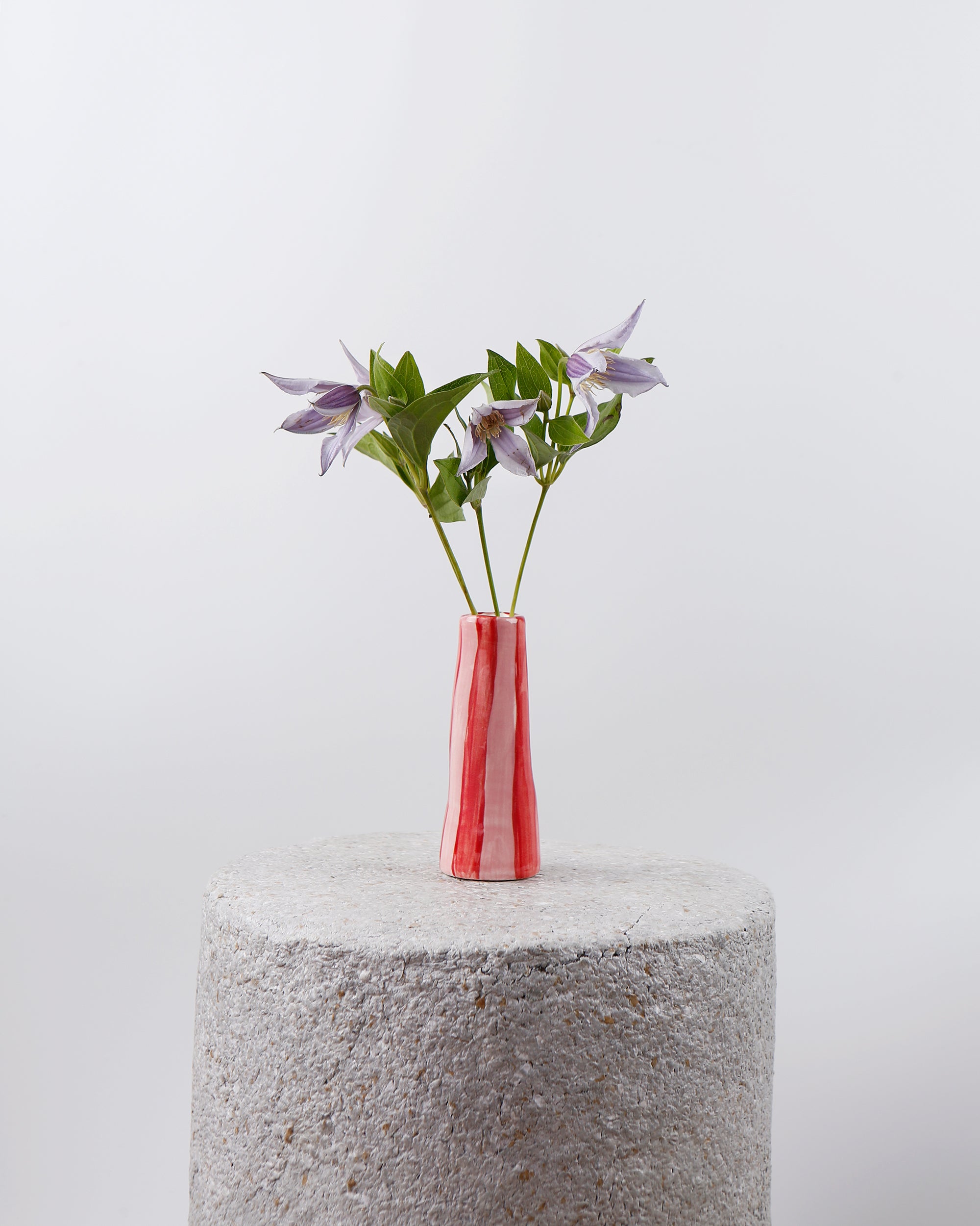 RED ON PINK STRIPES VASE