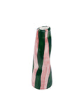 Green on pink stripes stem vase