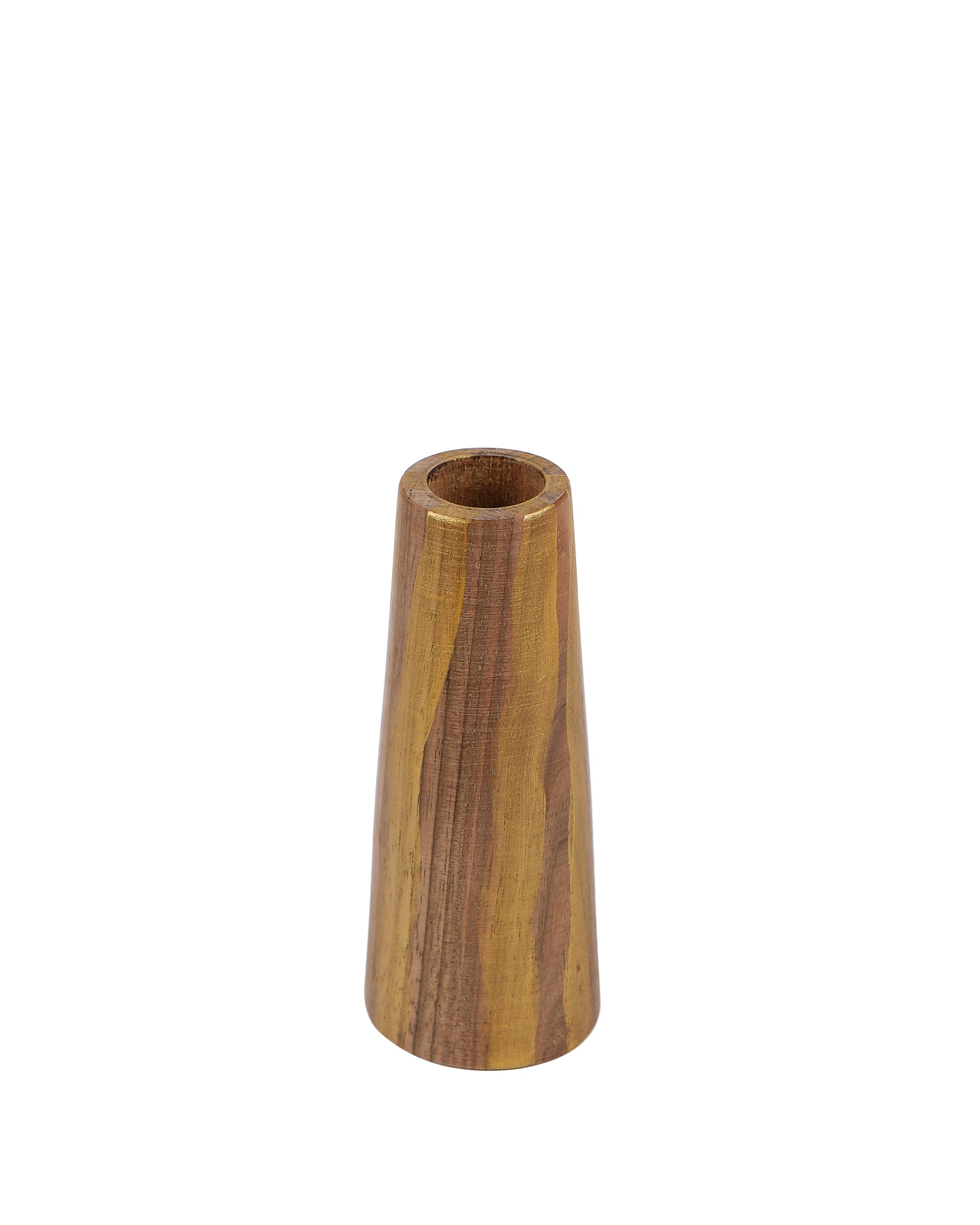 Gold stripes on oak vase